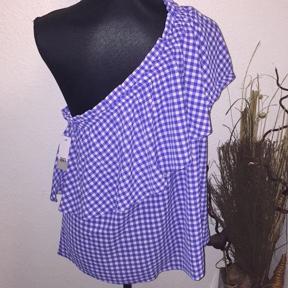 Off-shoulder blue ruffle top - Picture 3 of 4